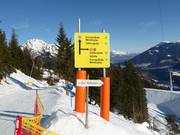 Pistenausschilderung im Skigebiet Schlick 2000