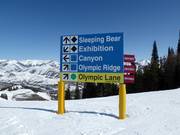 Pistenausschilderung im Skigebiet Bald Mountain in Sun Valley