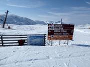 Pistenausschilderung und Pistenplan am Riksgränsfjället