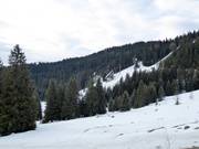 Blick auf die Sesselbahn und die Sprungschanzen von Igman