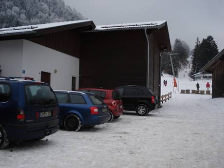 Ammergauer Alpen (Gebirge): Anfahrt in Skigebiete und Parken an Skigebieten – Anfahrt, Parken Rabenkopf – Oberau