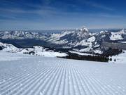 Perfekt präparierte Piste in Stoos