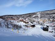 Blick auf die Unterkünfte in Hamrafjället