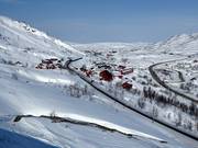 Blick auf die Unterkünfte in Riksgränsen
