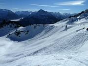 Baumfreies Freeridegelände zwischen den Pisten
