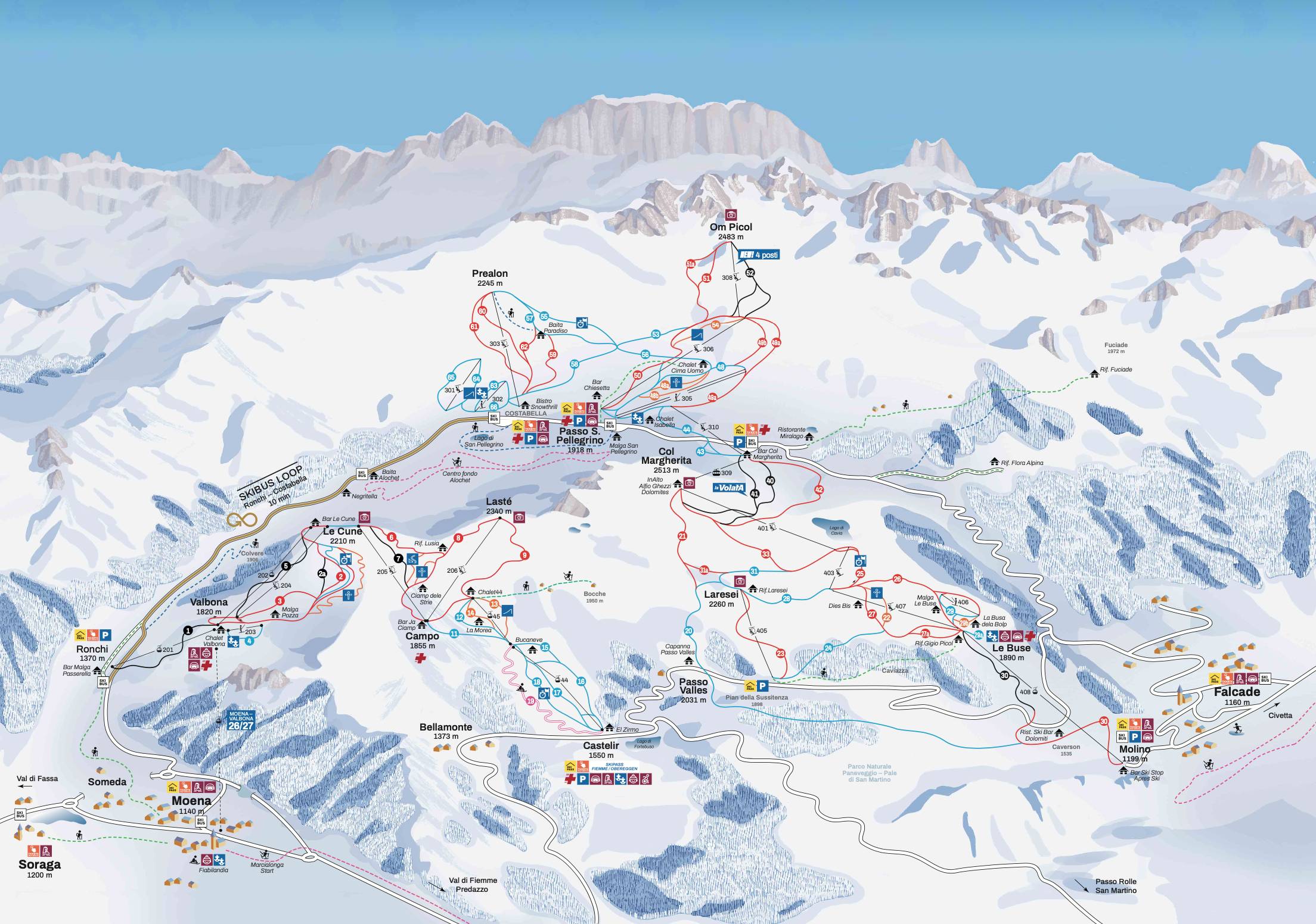 Pistenplan Passo San Pellegrino/Falcade