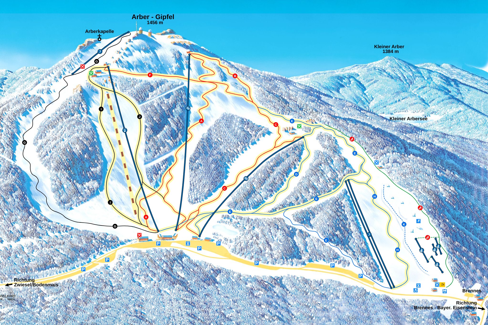 Pistenplan vom Skigebiet Arber