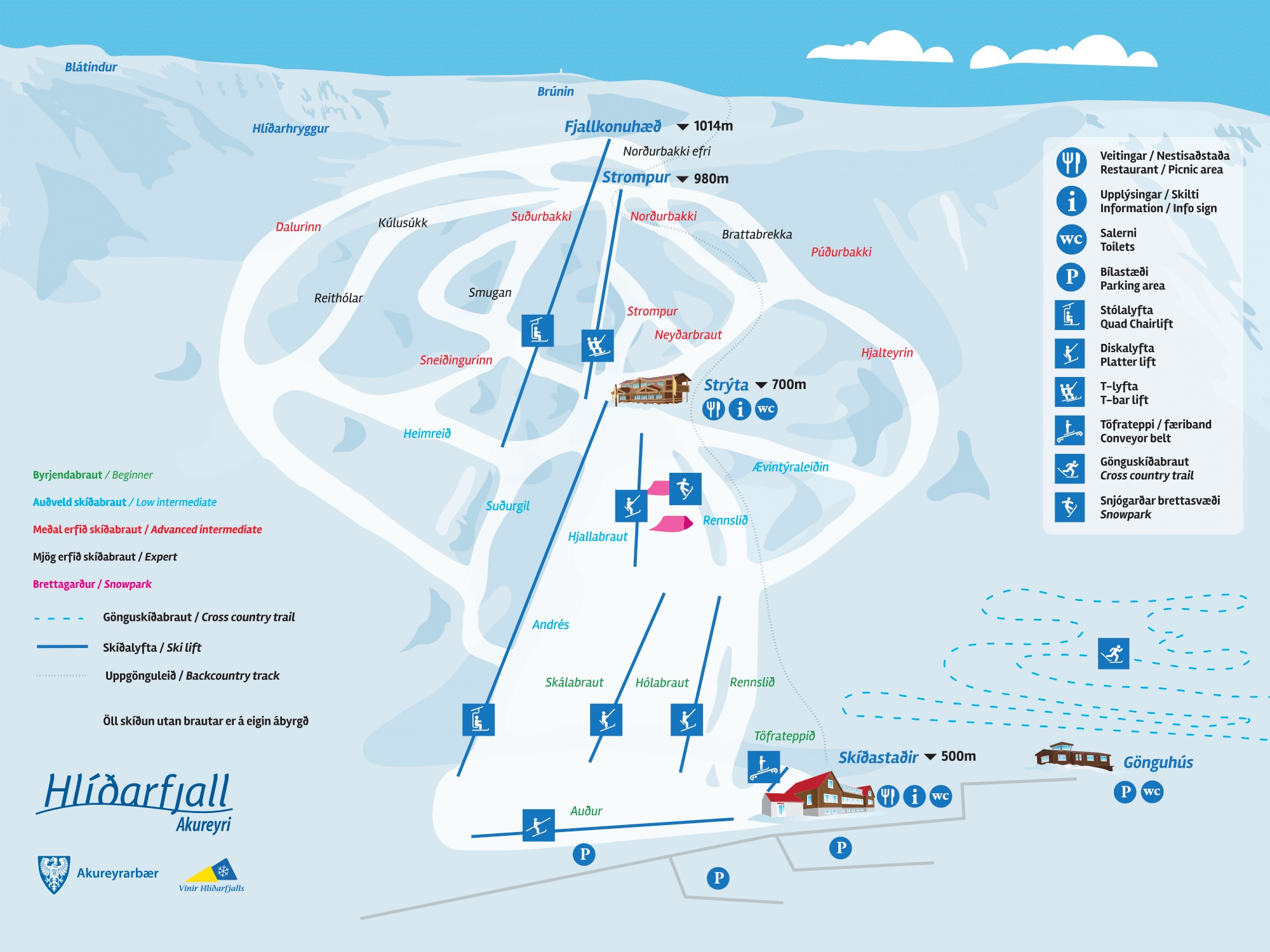 Pistenplan Hlíðarfjall – Akureyri