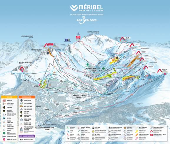 Pistenplan Les 3 Vallees Val Thorens Menuires Meribel Courchevel 