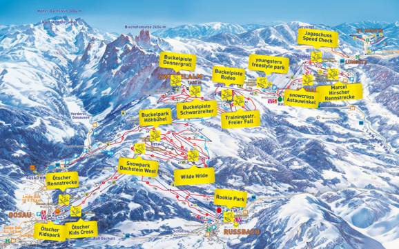 Pistenplan Dachstein West Gosau Russbach Annaberg